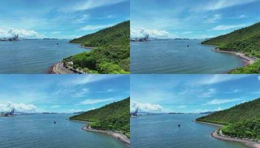 航拍广东惠州大亚湾海边栈道海岸线海景高清在线视频素材下载
