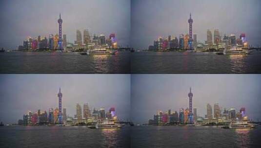 上海外滩东方明珠全景游轮经过高清在线视频素材下载