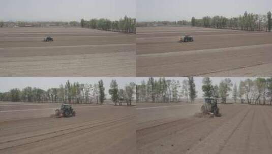 内蒙古呼和浩特和林格尔春耕耕地种地犁地高清在线视频素材下载
