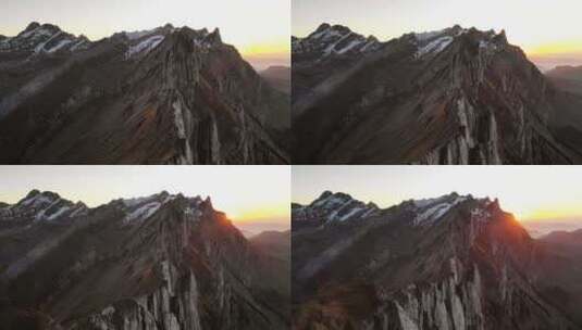 日落时分，瑞士阿彭策尔夏弗勒上空的架空天高清在线视频素材下载
