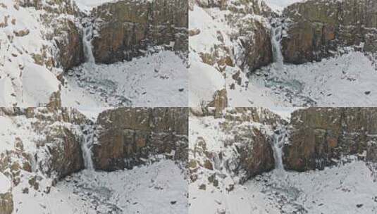 雪山有风景优美的瀑布和崎岖的地形高清在线视频素材下载