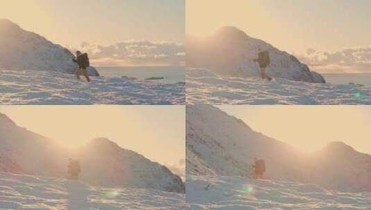 攀登者登山雪山登山队高清在线视频素材下载