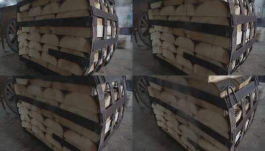 木柴加工厂切片加工木业高清在线视频素材下载