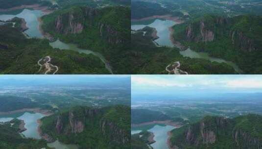 航拍浙江台州市天台山风景区大瀑布琼台景区高清在线视频素材下载