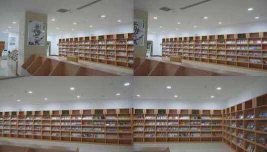 图书馆阅览室报刊杂志书架空镜头慢镜头高清在线视频素材下载