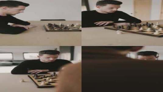 两个成年人下棋高清在线视频素材下载