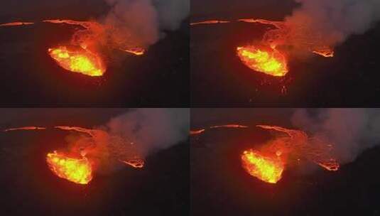 近距离观察雷克雅内斯半岛戏剧性火山喷发的高清在线视频素材下载