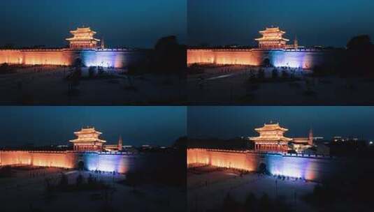 邯郸市大名县大名府老城航拍（夜景）高清在线视频素材下载