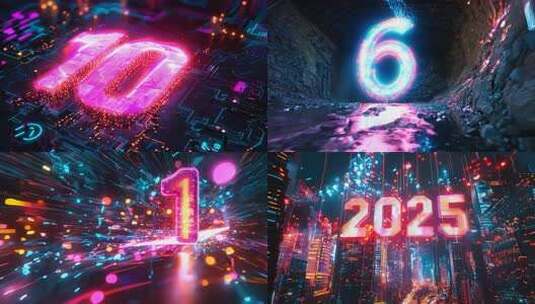 2025跨年音乐节vj未来赛博朋克蒸汽波高清在线视频素材下载