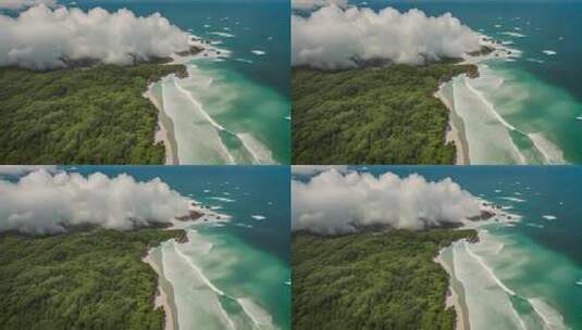 海岸森林空中俯瞰美景高清在线视频素材下载