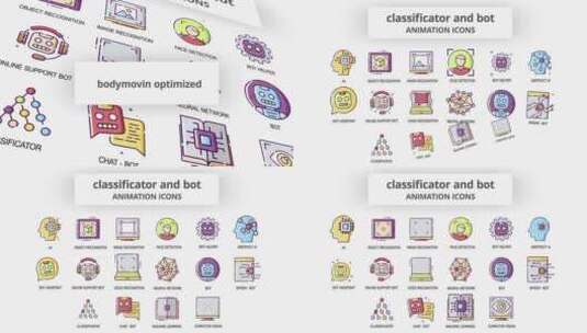 分类机器人动画图标清新卡通展示AE模板高清AE视频素材下载
