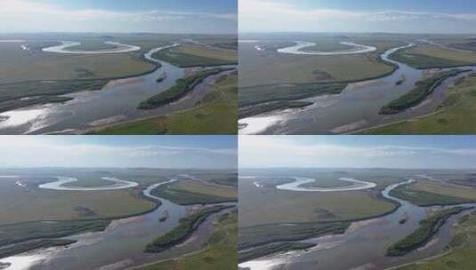 草原河流湿地航拍高清在线视频素材下载