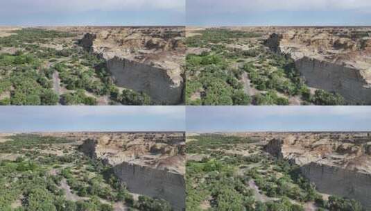 新疆克拉玛依白杨河大峡谷景区航拍自然风光高清在线视频素材下载