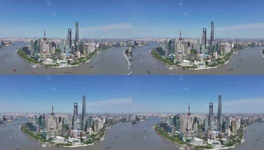 上海陆家嘴CBD大景黄浦江航拍高清在线视频素材下载
