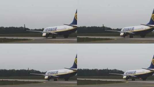 飞机在机场跑道上准备起飞的视频高清在线视频素材下载