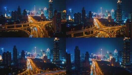 上海延安高架桥南北高架桥延时航拍高清在线视频素材下载