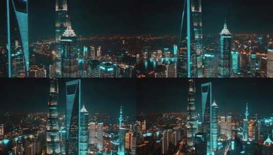 上海陆家嘴夜景航拍风光高清在线视频素材下载