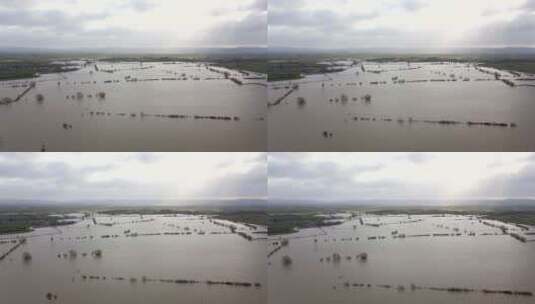 英国冬季洪水造成的破坏高清在线视频素材下载