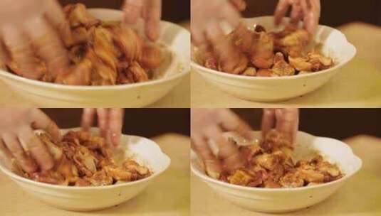 厨师腌制鸡肉鸡块 (15)高清在线视频素材下载