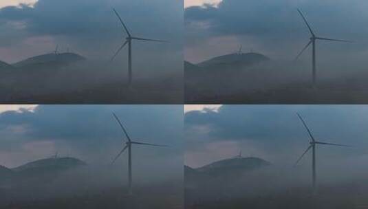 齐岳山风车云雾延时4k素材高清在线视频素材下载