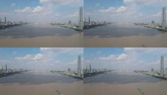 湖北武汉长江两岸城市建设航拍高清在线视频素材下载