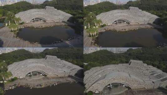 广西柳州奇石博物馆地标建筑航拍高清在线视频素材下载