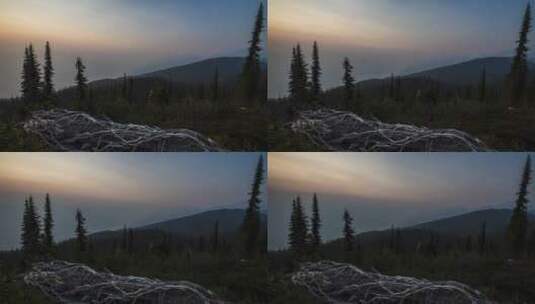 黄昏下的山林高清在线视频素材下载