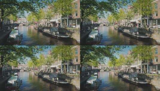 阿姆斯特丹运河旁的建筑高清在线视频素材下载