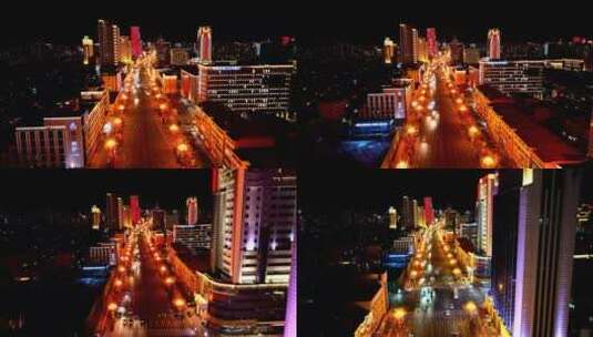 航拍2022年春节太原府西街夜景高清在线视频素材下载