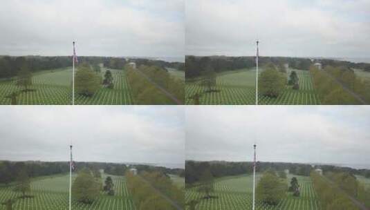 法国美军公墓上空特写高清在线视频素材下载