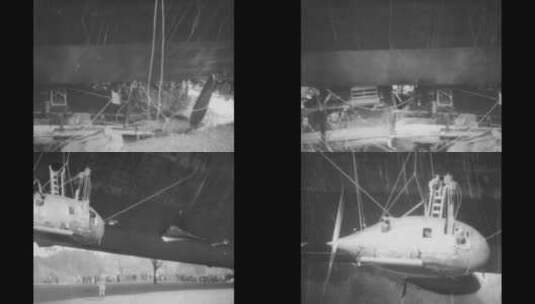 第一次世界大战中被击落的飞艇残骸高清在线视频素材下载