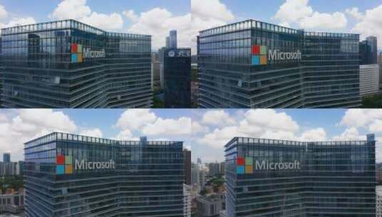 深圳微软Microsoftlogo近景右环绕高清在线视频素材下载