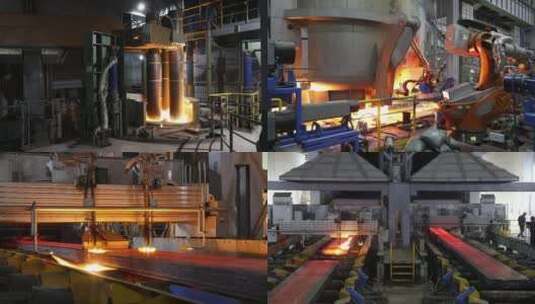 钢铁工业企业钢厂高清炼钢轧钢生产高清在线视频素材下载