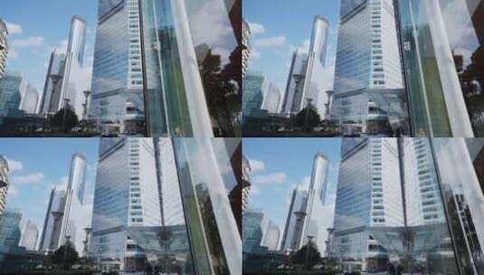 上海浦东陆家嘴金融中心玻璃幕墙现代建筑高清在线视频素材下载