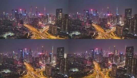 广州城市中心夜景风光延时摄影高清在线视频素材下载