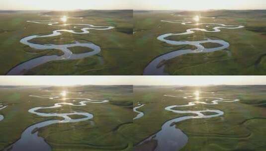 航拍呼伦贝尔草原莫日格勒河风光-003高清在线视频素材下载