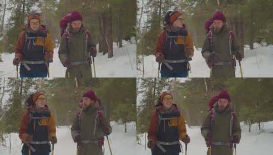 雪地上的徒步旅行者高清在线视频素材下载
