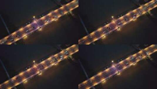 唯美大桥航拍衡阳蒸水雅士林大桥夜景高清在线视频素材下载