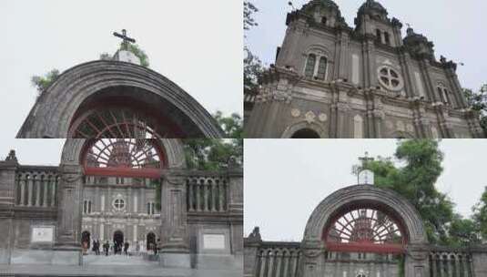 北京王府井天主教教堂建筑文化高清在线视频素材下载