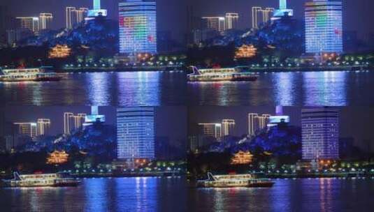 武汉武昌江滩公园灯光秀夜景高清在线视频素材下载