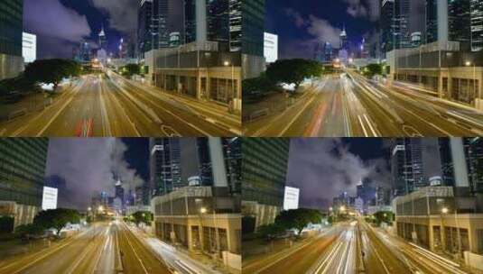 香港城市夜景交通延时高清在线视频素材下载
