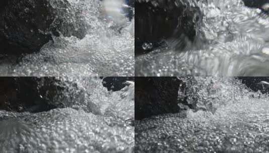 高清4K水下山泉水清澈透亮溪水水花水泡高清在线视频素材下载