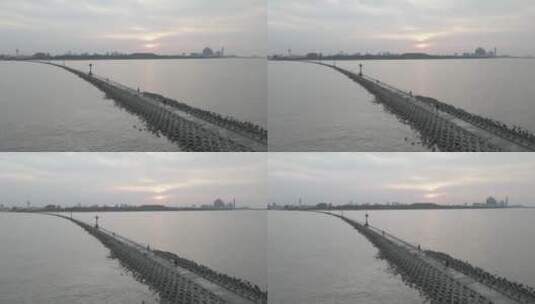 上海吴淞口灯塔长江入海口炮台湿地公园高清在线视频素材下载