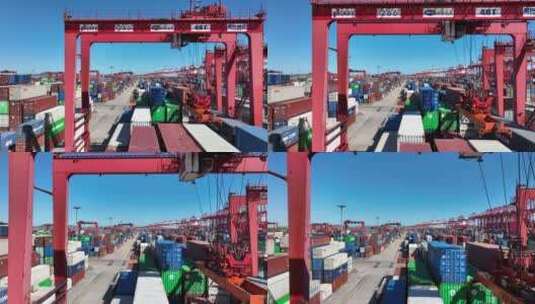 港口吊机集装箱-上海洋山港高清在线视频素材下载