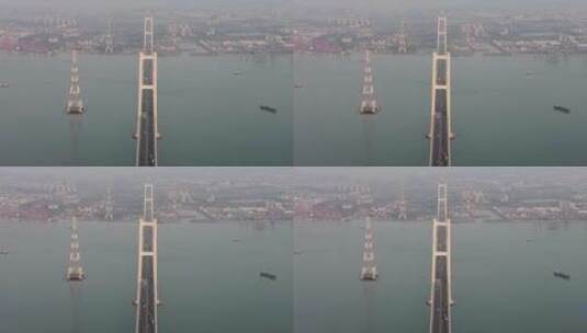 广东省广州市南沙区南沙大桥城市风光航拍高清在线视频素材下载