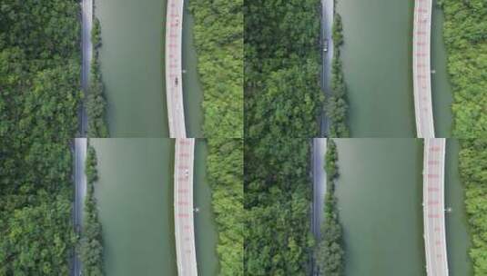 航拍中国最美水上公路湖北新山高清在线视频素材下载