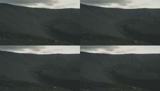 航拍的站在山上的男人高清在线视频素材下载