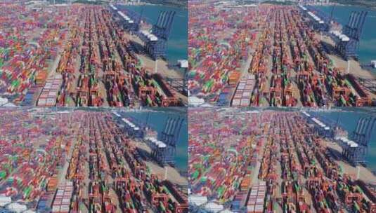 深圳盐田港集装箱大景俯视左横移高清在线视频素材下载