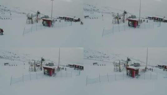 滑雪爱好者在户外滑雪场滑雪高清在线视频素材下载