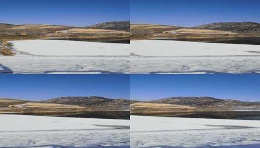 竖屏雪后的水库和群山（无声）高清在线视频素材下载